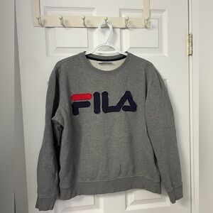 Fila Gray Crewneck Sweatshirt with Navy and Red Logo